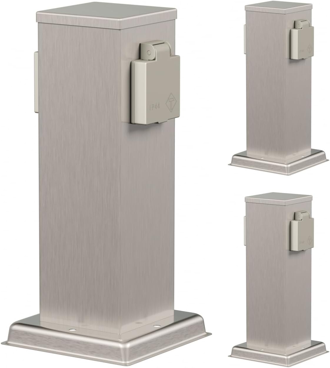 Thumbnail 6 de Garten-Steckdosensäule Polly von ledscom.de (IP44, 2-fach) aus Edelstahl, anthrazit, eckig, 27 cm