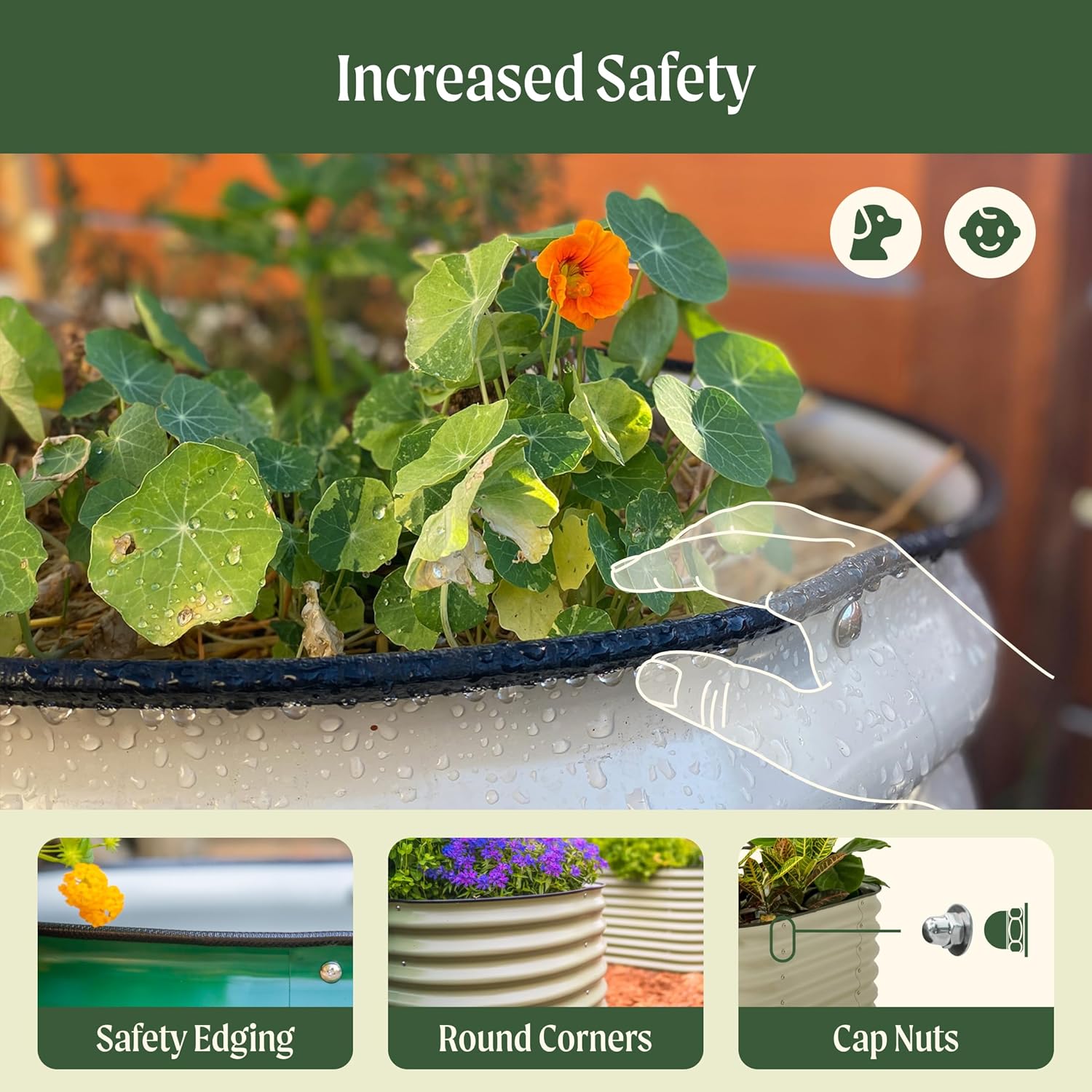 Thumbnail 6 de Vego Garden Raised Garden Bed Kit (17" Tall, 10-in-1 Modular Metal Raised Beds) in Olive Green
