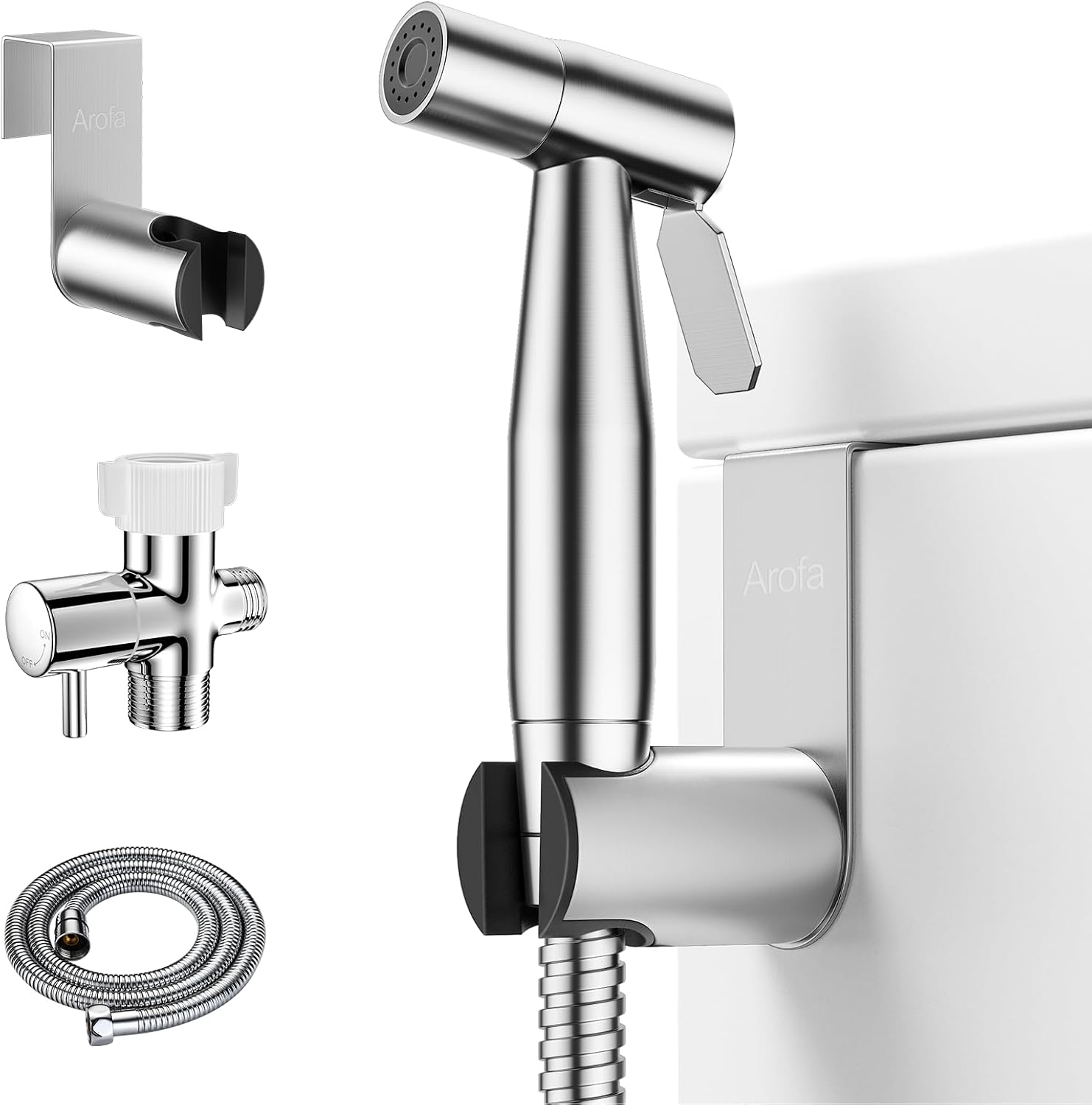 Arofa handheld bidet sprayer, stainless steel