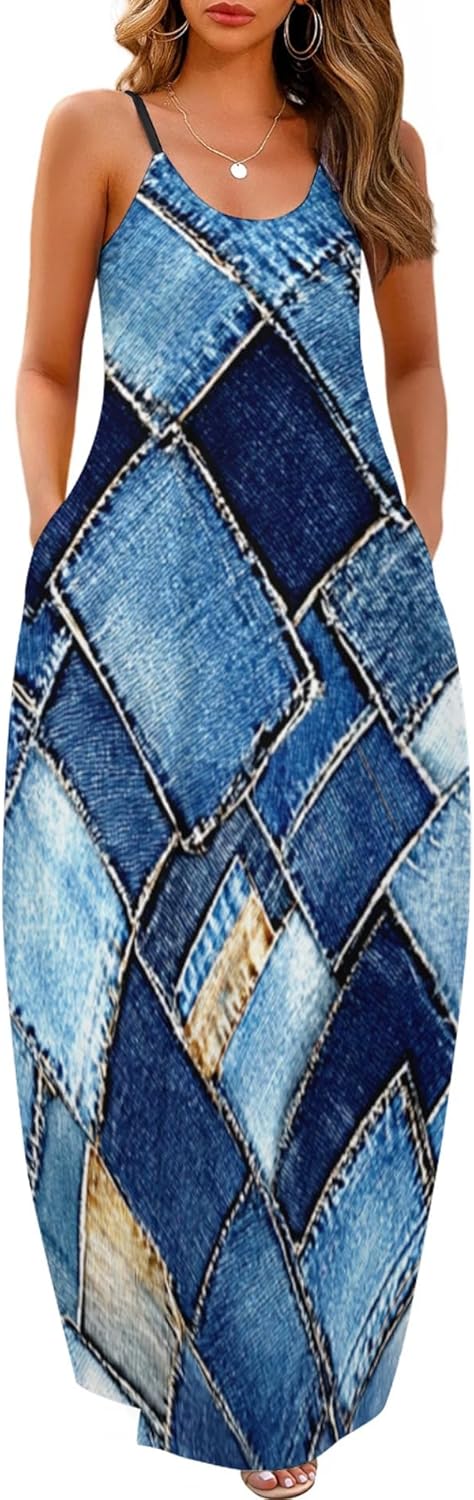 Detalle de Wolddress Women's Maxi Dress with Pockets (S-5X) — 2026 Casual, Loose Fit, Adjustable Straps