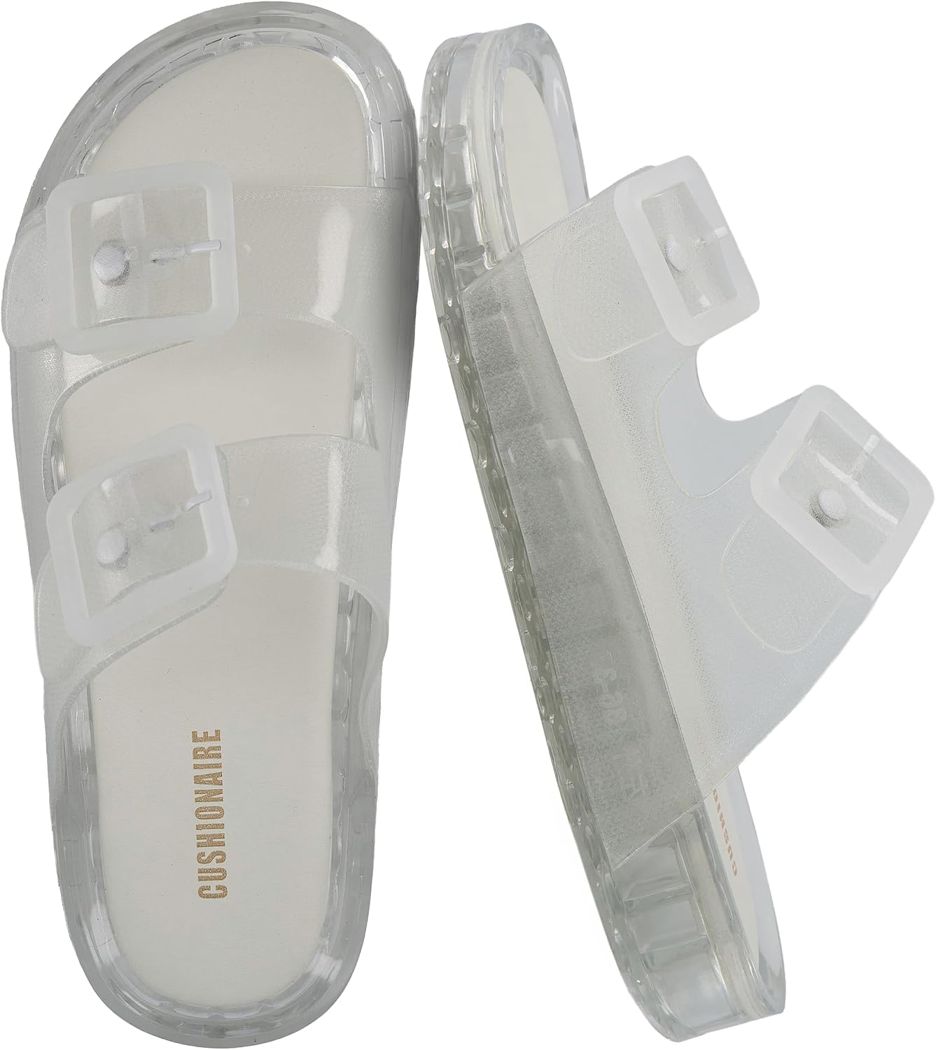 Detalle de CUSHIONAIRE Women's Pool Sandals: Water-Resistant, Double Buckle, Adjustable Fit
