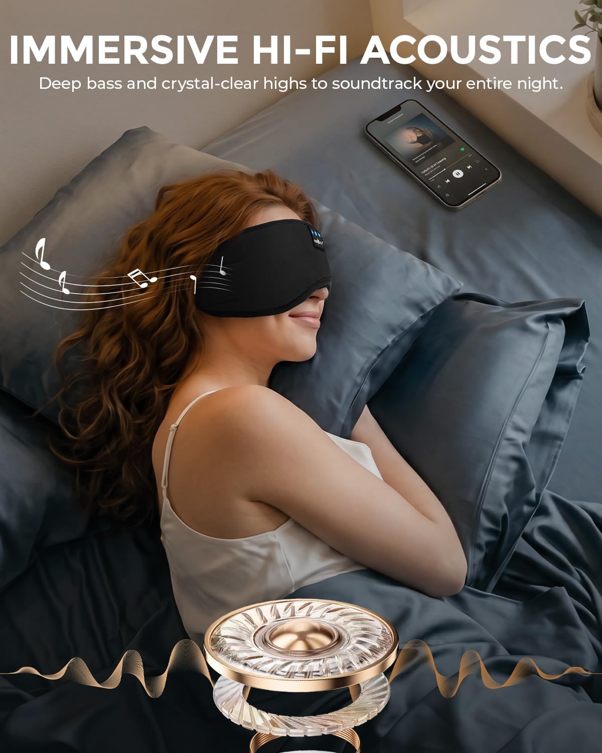 Detalle 2 de MUSICOZY Bluetooth Sleep Mask with 16H playtime