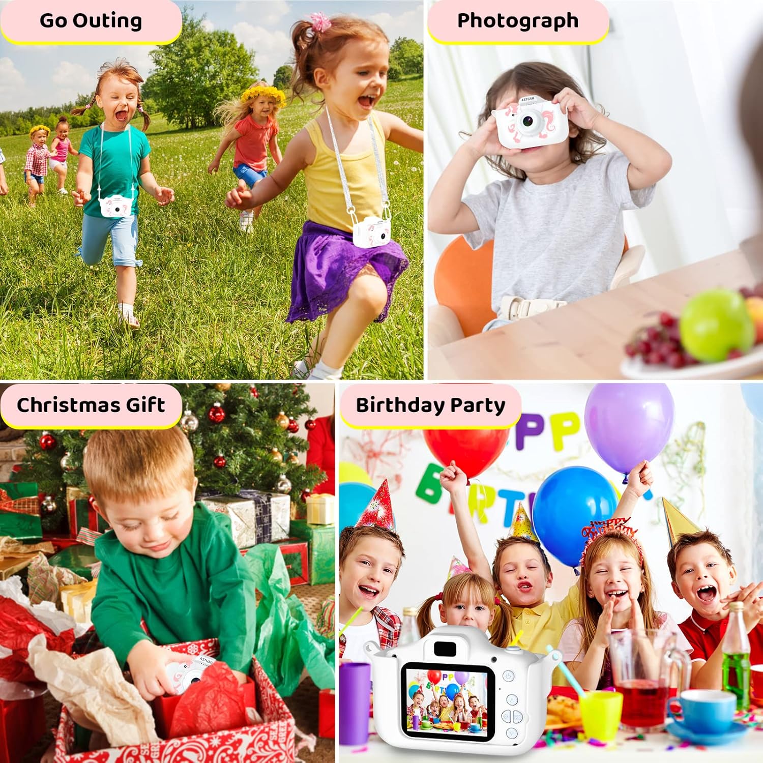Thumbnail 6 de Kinder Kamera mit 2,0-Zoll-Display und 1080P HD-Video – Digitalkamera für Kinder (weiß)