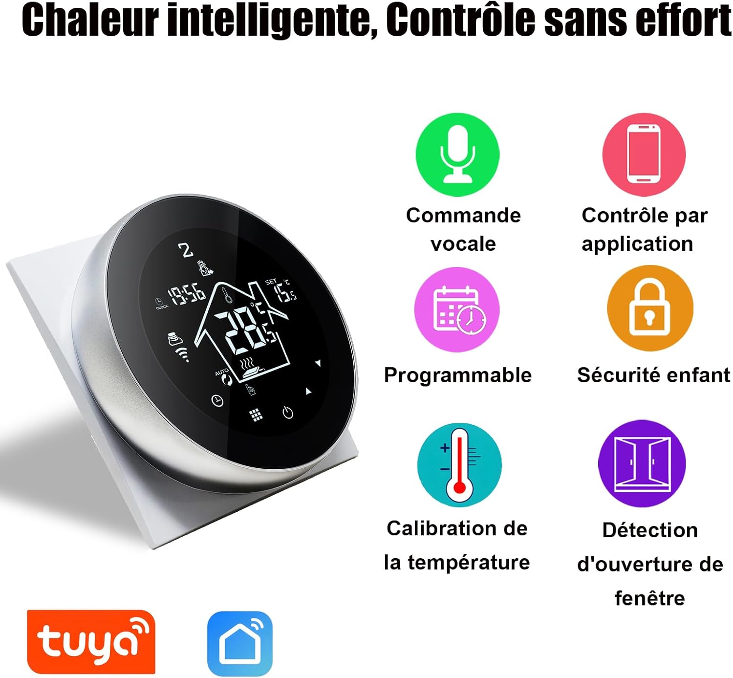 Detalle de KETOTEK WiFi Thermostat pour Chauffage de l'eau par Le Sol 3A – Compatible Alexa et Google Assistant