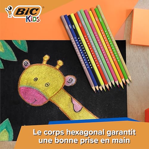 Detalle 2 de BIC Kids Smooth Crayons – Pack de 54 couleurs sur bois responsable (standard, métallique, pastel et néon)