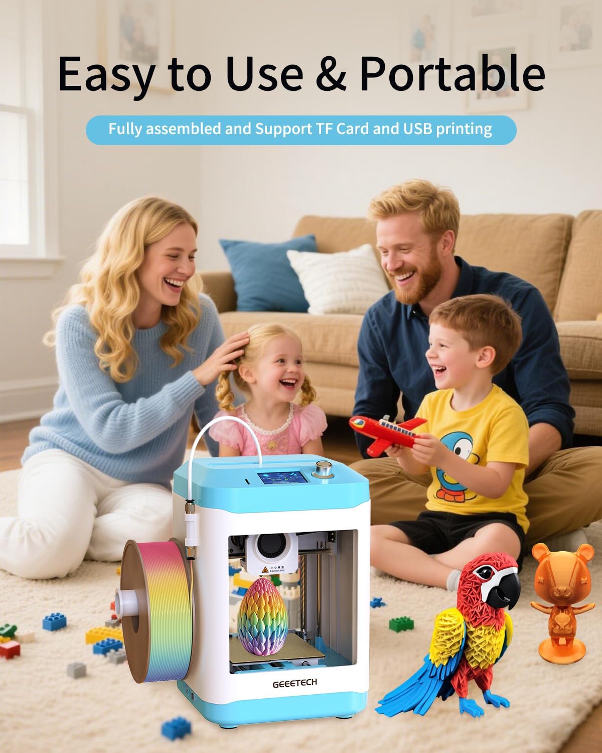 Detalle 2 de XZN Mini 3D Printer for Kids and Beginners, Auto Leveling, 250mm/s
