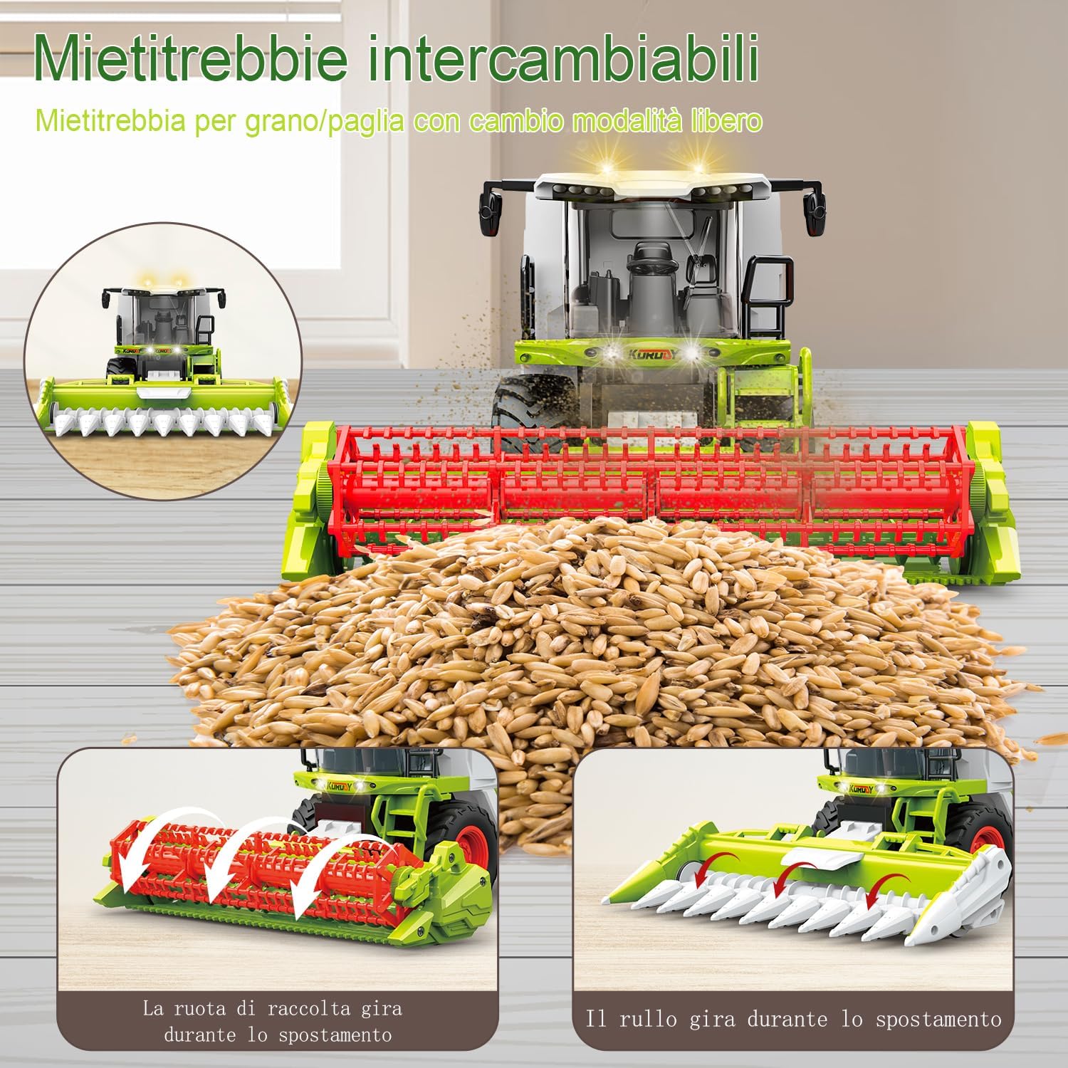 Thumbnail 5 de PENGBU RC Mietitrebbia Giocattolo Telecomandata 2,4 GHz con Spruzzi, Luce e Suono per Bambini 3–6 Anni
