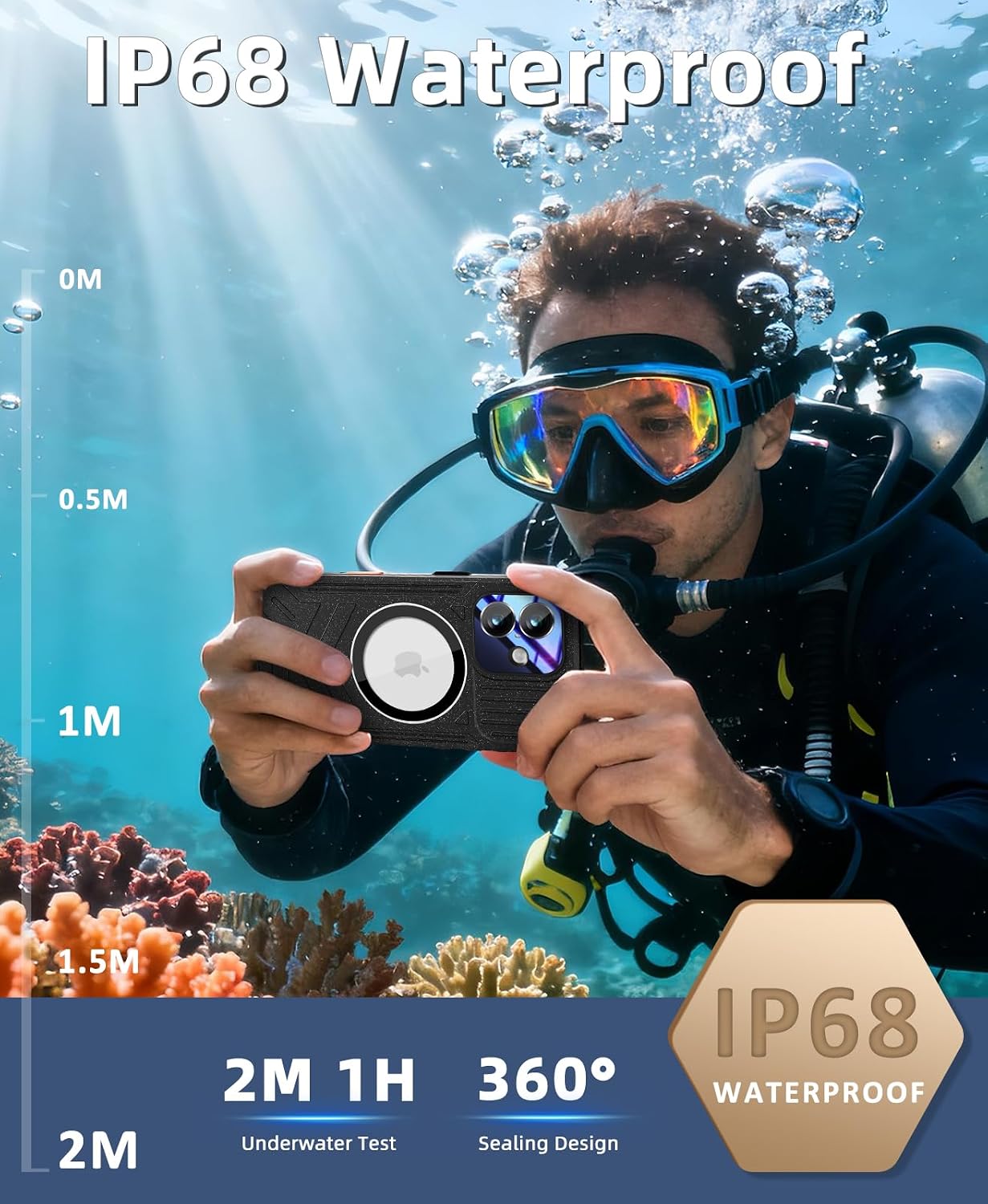 Detalle de Beeasy iPhone 17 waterproof case with strap