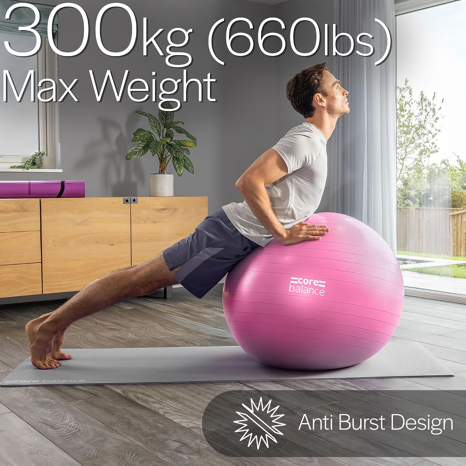 Detalle de Core Balance HU-XI-15 Exercise Ball, Anti-Burst PVC, Pump and Tape Measure