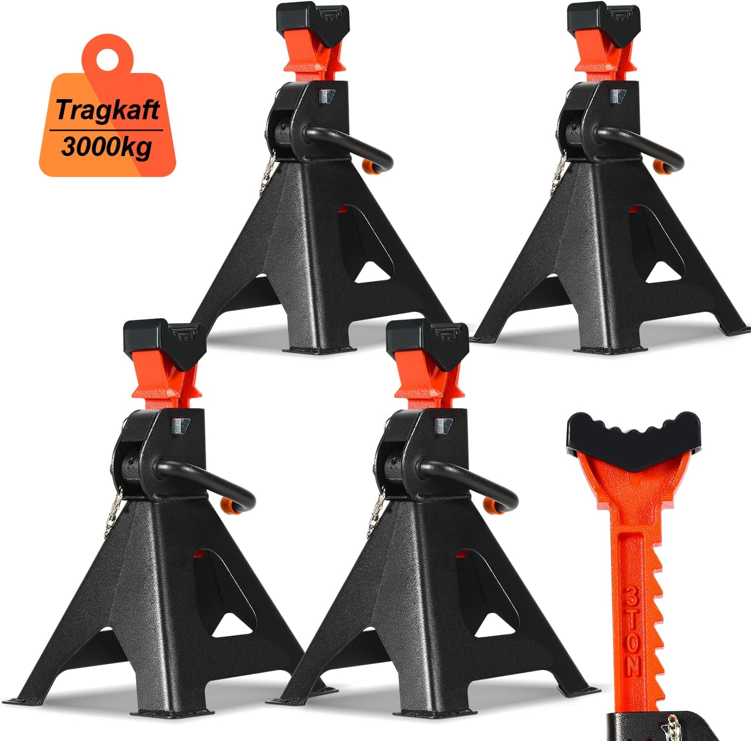 Thumbnail 3 de Yakimz Cavalletti Auto – Cavalletti di Sostegno 3.000 kg, Altezza Regolabile 285–430 mm (Set da 4)