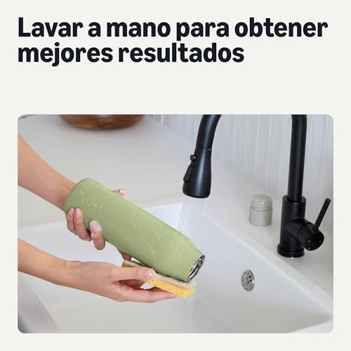 Detalle de Amazon Basics Botella de Agua Aislante de Acero Inoxidable 568 ml – Oliva