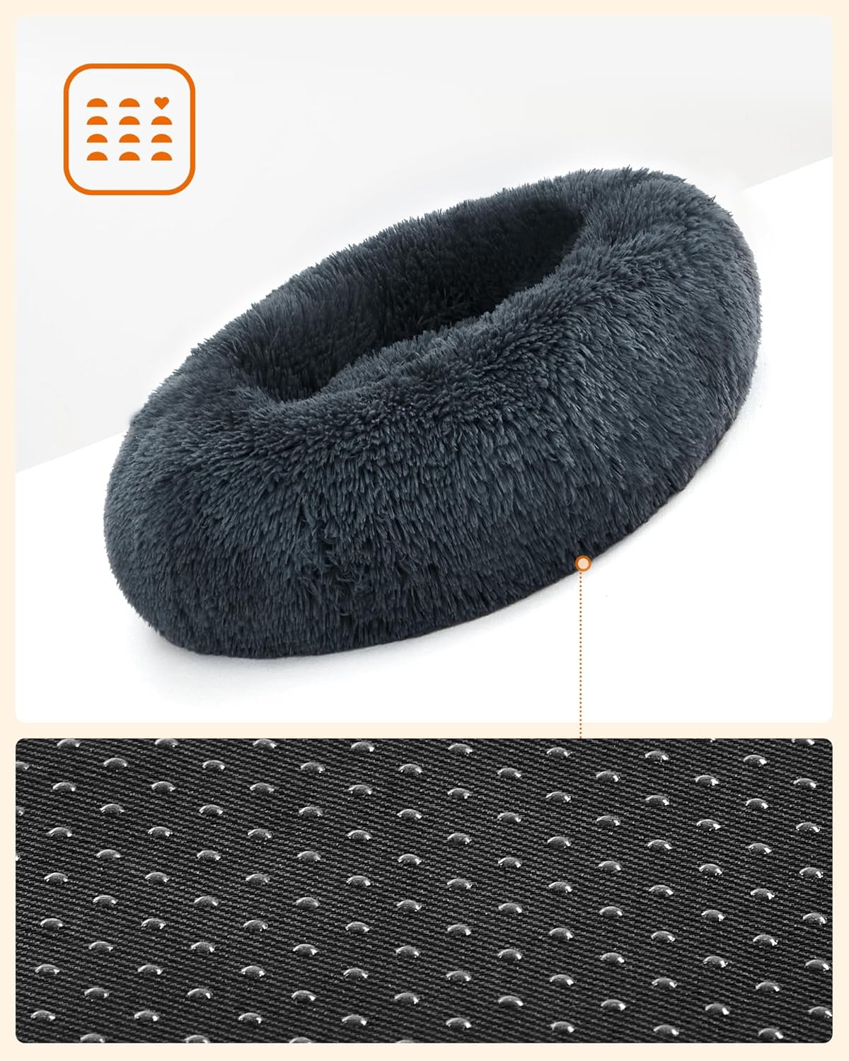 Thumbnail 6 de Feandrea Cuccia per Cani a Ciambella 60 cm, Grigio Scuro