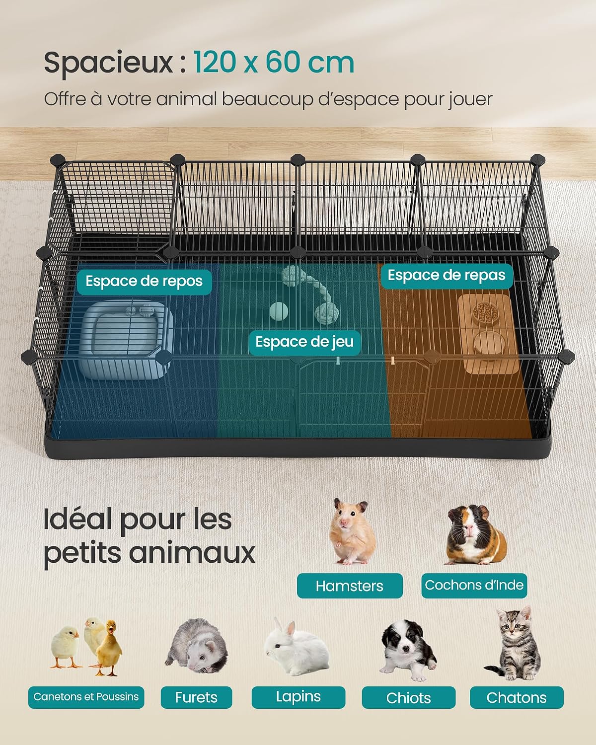 Thumbnail 2 de Parc pour petits animaux SONGMICS 20 panneaux