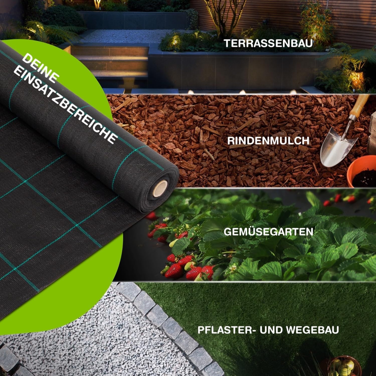 Detalle de LILENO HOME Unkrautvlies 25m² – UV-beständiges Gartenvlies gegen Unkraut, wasser durchlässig, reißfest
