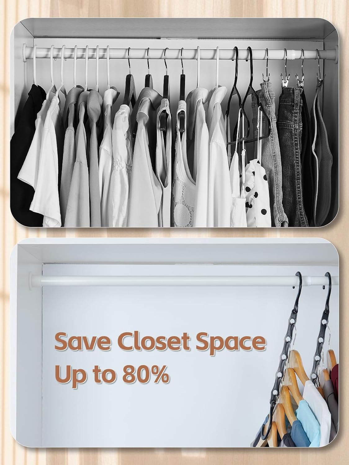 Detalle de HOUSE DAY Black Magic Space Saving Hangers 10-pack — cascading closet organizers