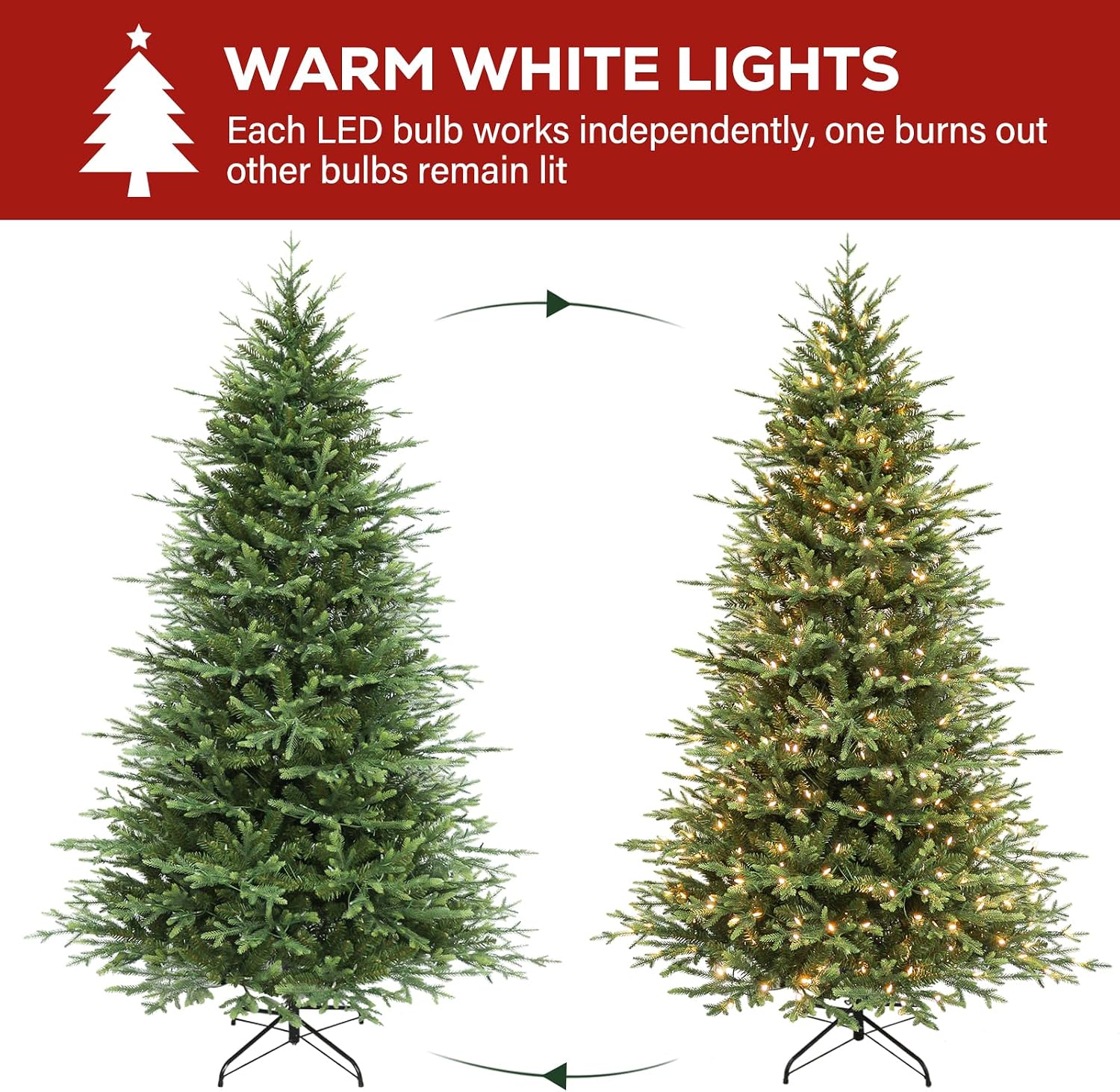 Detalle 2 de Hykolity CTA-1617 9 ft Prelit Christmas Tree with 600 Warm White LEDs