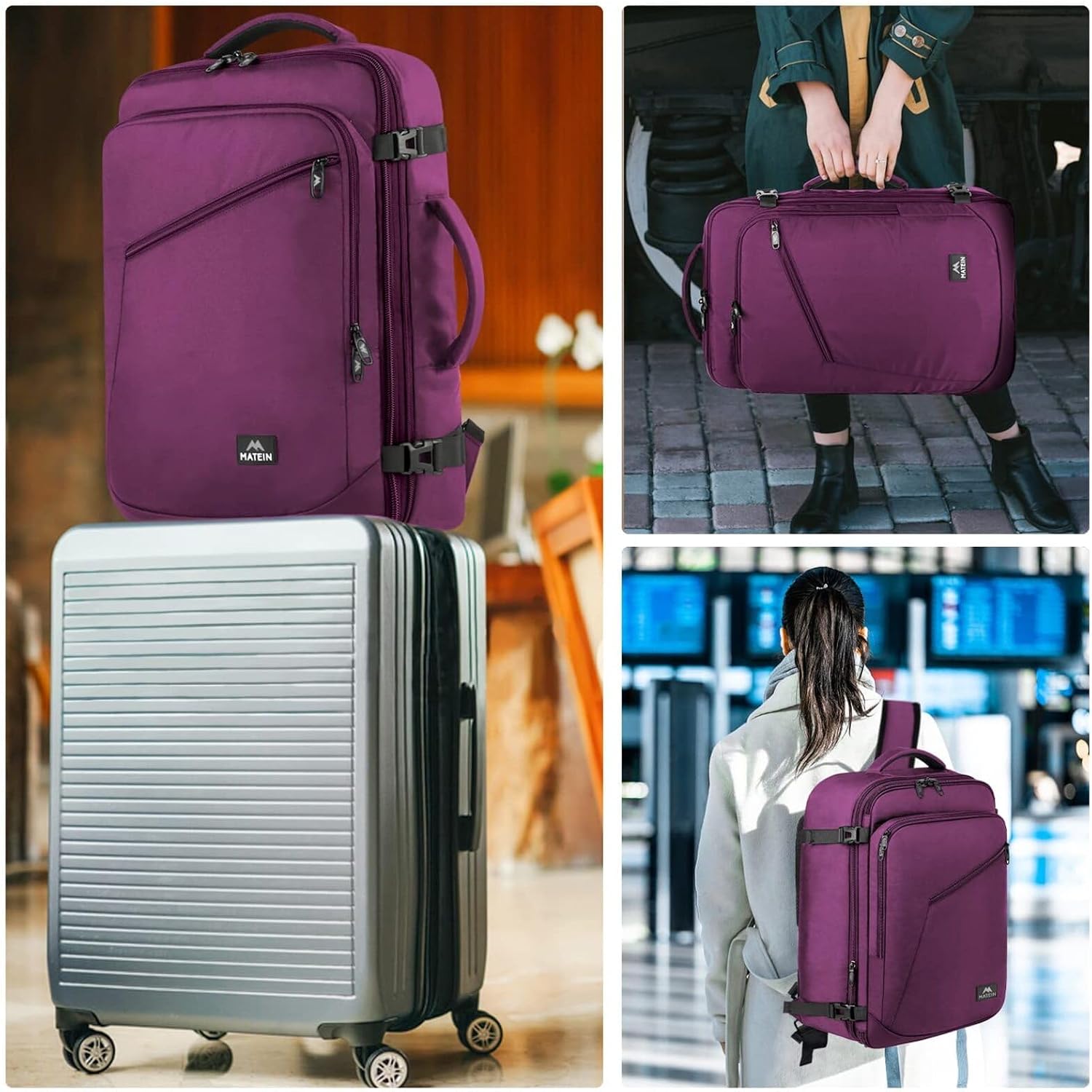 Detalle de MATEIN Zaino Ryanair 40x30x20 espandibile: zaino da viaggio compatto e versatile