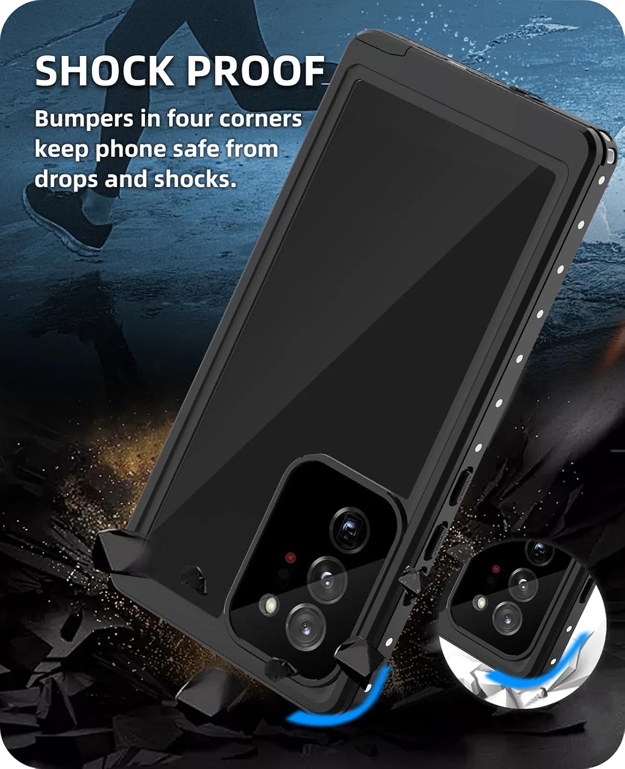 Detalle de Beeasy Galaxy S20+ waterproof case with built-in screen protector (IP68)