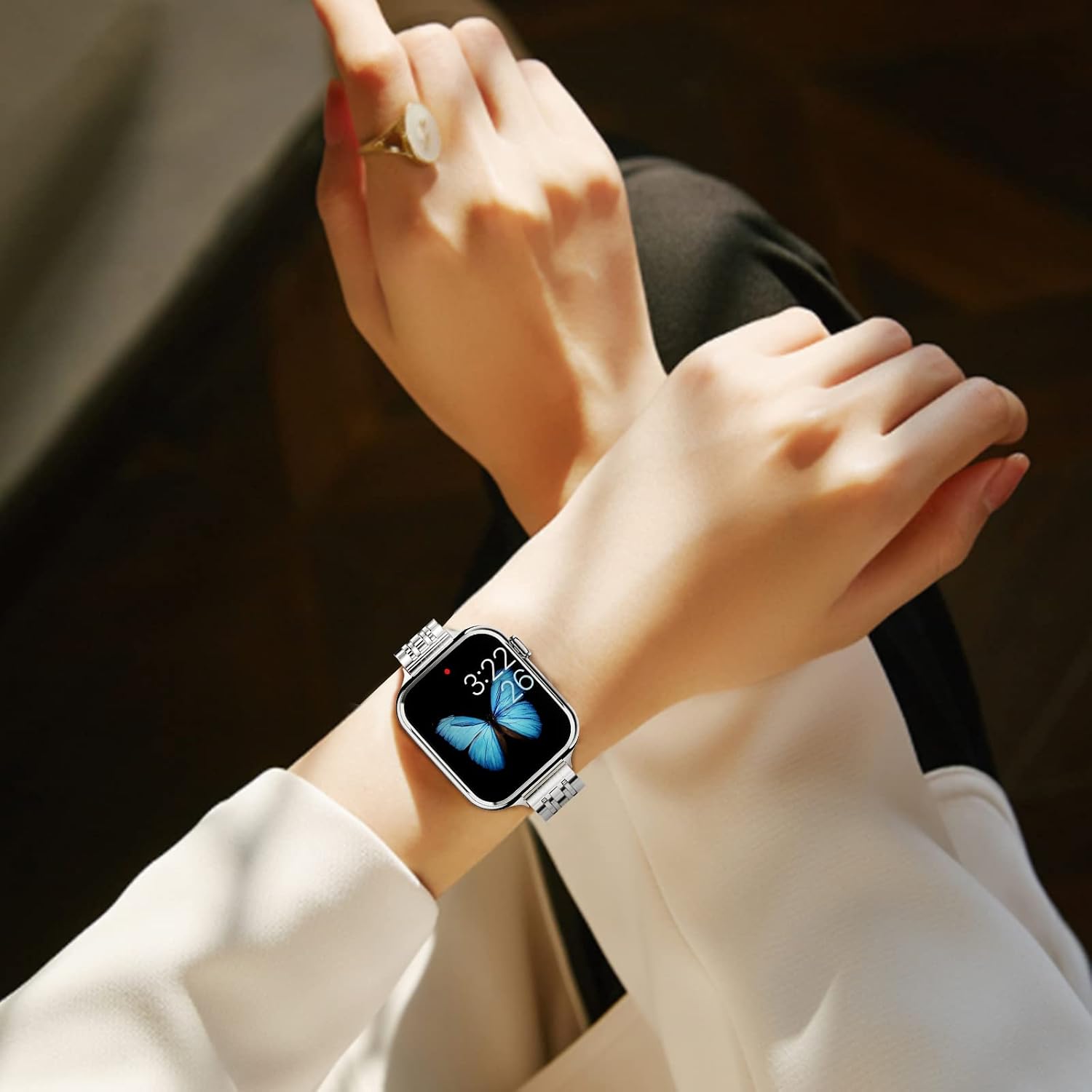 Thumbnail 4 de ARTCHE Slim Watch Strap for Apple Watch (40–42mm) in Silver – Slim Stainless Steel, Adjustable for Women