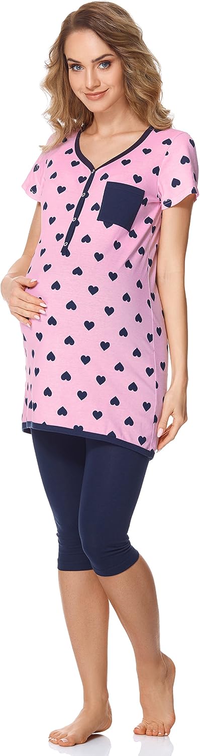 Detalle 2 de Ensemble pyjama grossesse et allaitement Bellivalini BLV50-126 (haut + leggings capri)