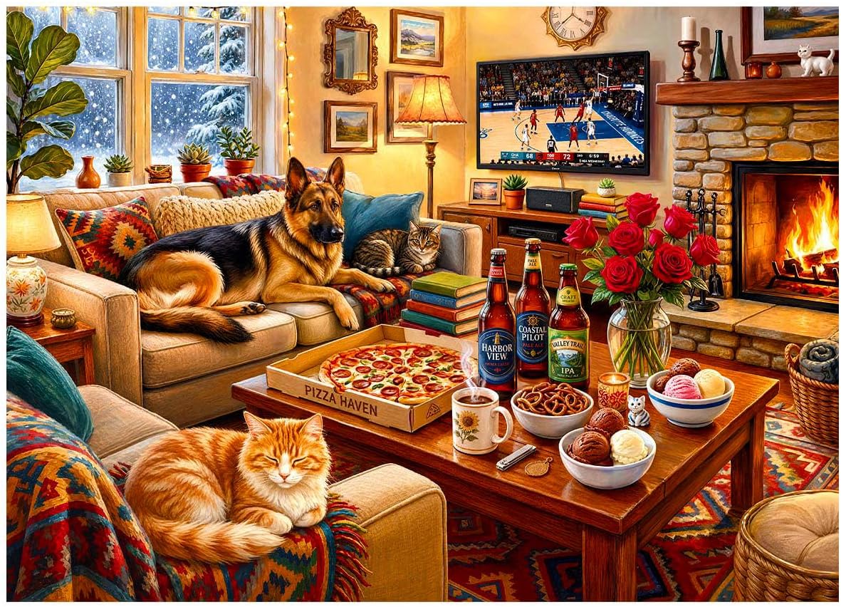 Detalle de Cozy Living Room Puzzles for Adults 1000 Pieces