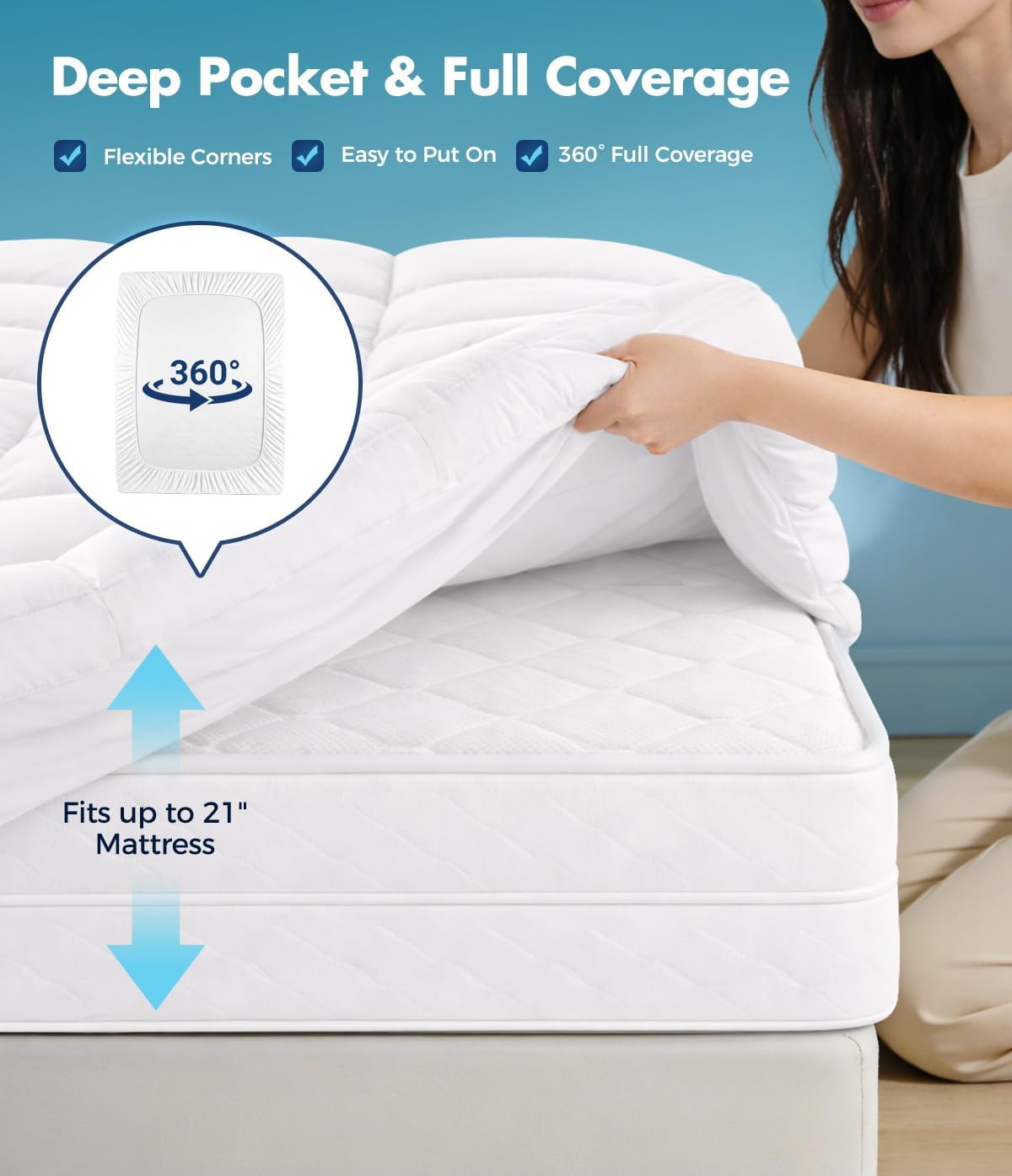 Detalle 1 de Fracho Cotton Mattress Topper with 100% Cotton Surface
