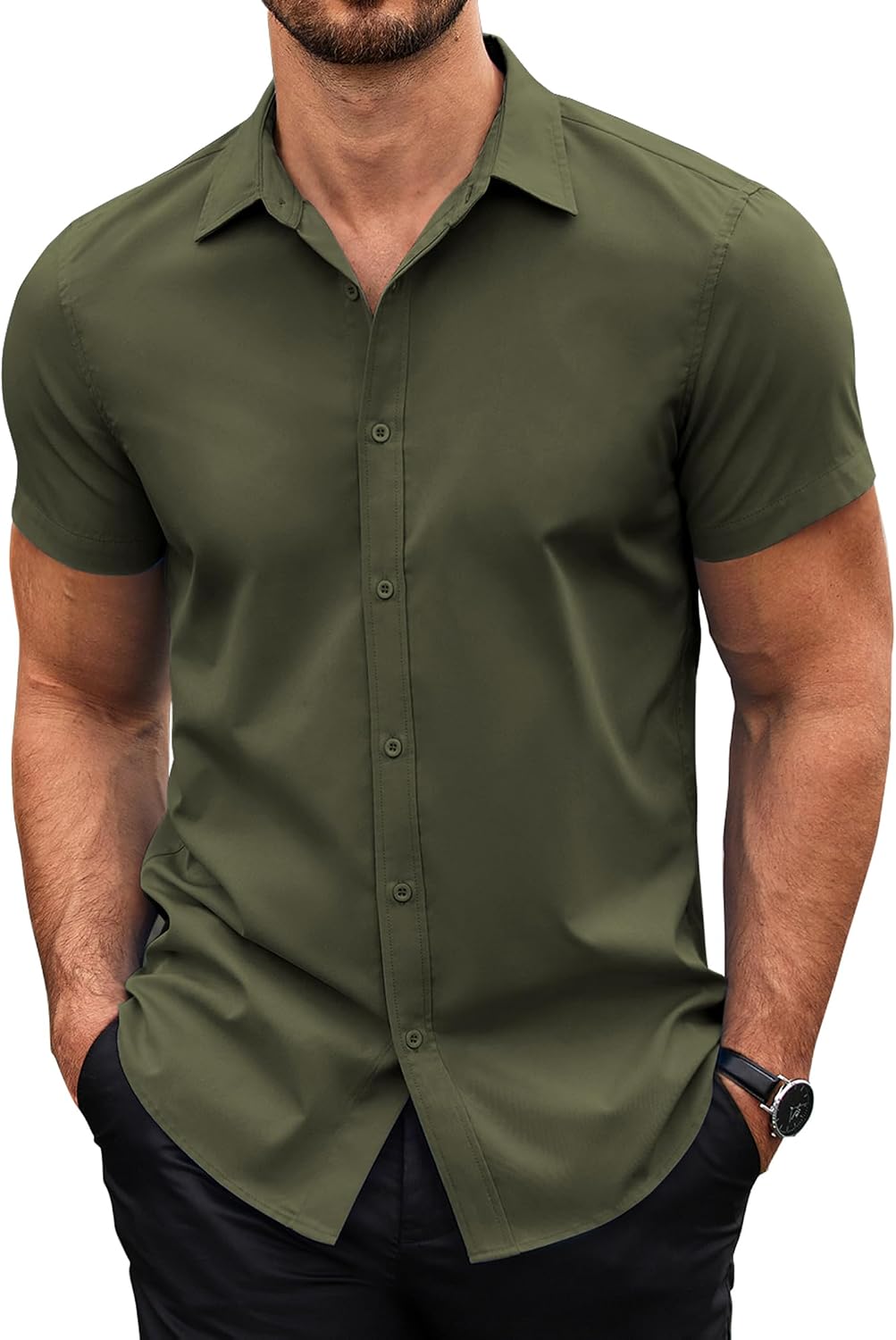 Thumbnail 6 de COOFANDY Camisa Hombre Manga Corta Regular Fit