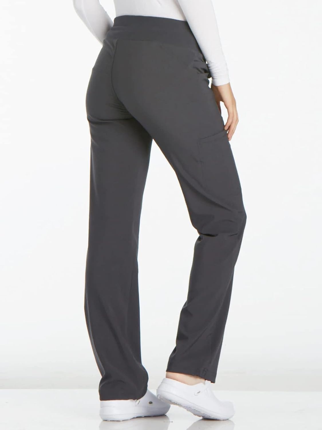 Detalle de Cherokee Iflex Women's Straight-Leg Scrub Pants, 6 Pockets, 360° Stretch