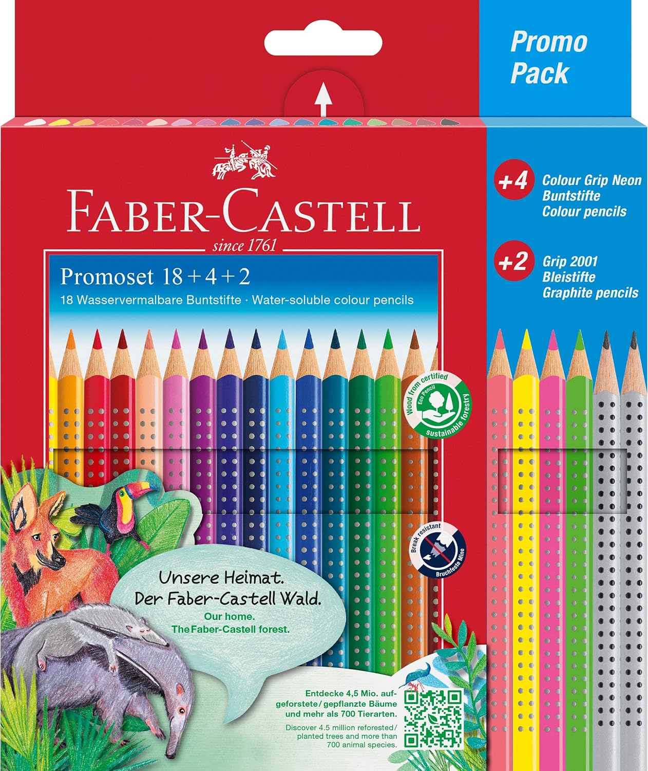 Detalle de Faber-Castell Buntstifte Set, 24 Farben mit Neonfarben – Griffstabilität und vielseitige Anwendung