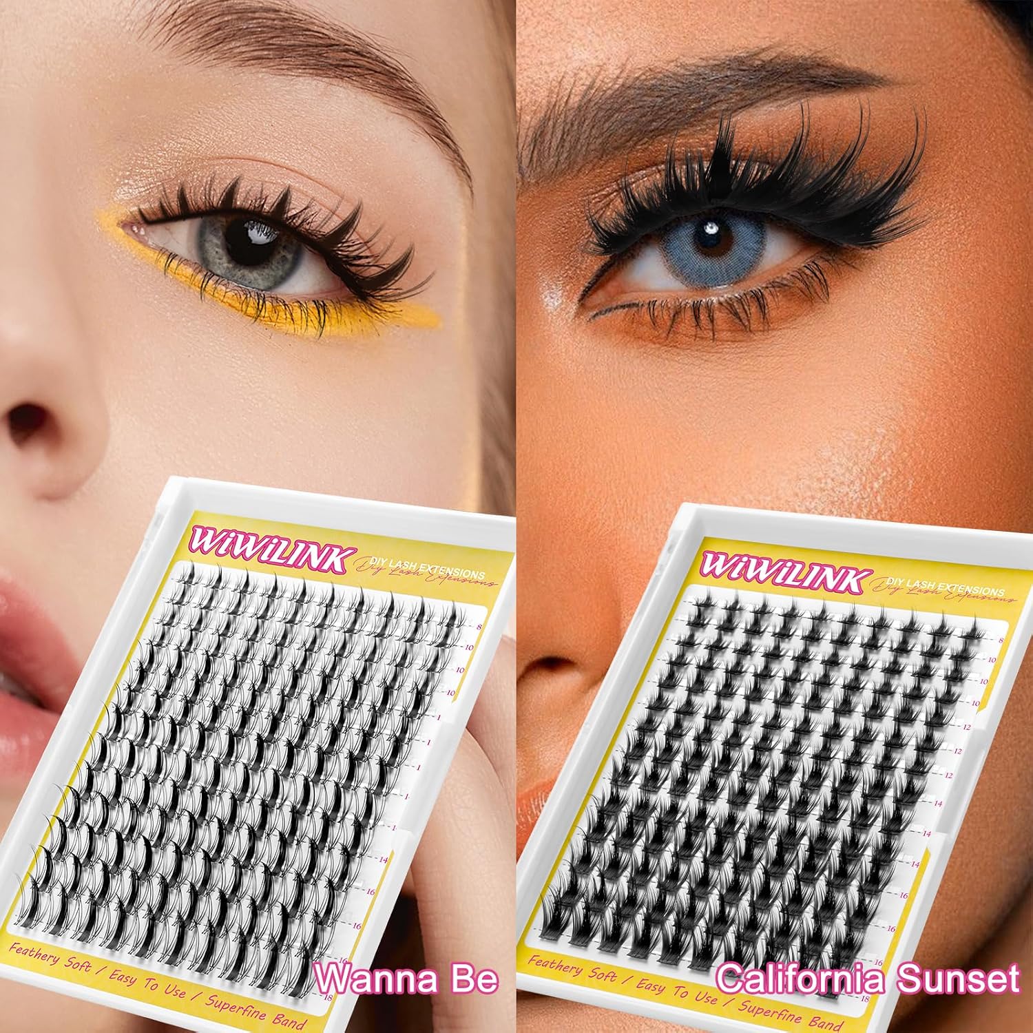 Thumbnail 4 de WiWiLINK Manga Lash Cluster Eyelash Extensions (D Curl) in California Sunset (8–18mm)