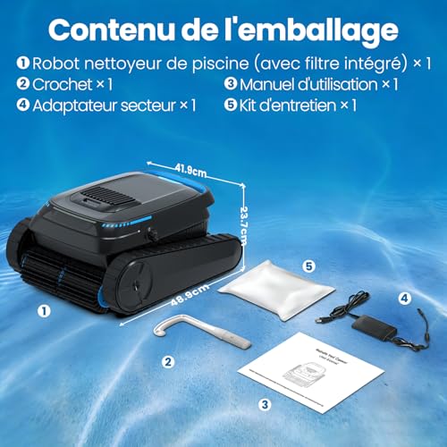 Thumbnail 8 de BOTLUXE (2026 Upgrade) PC10 — Robot de piscine sans fil pour jusqu’à 170 m²