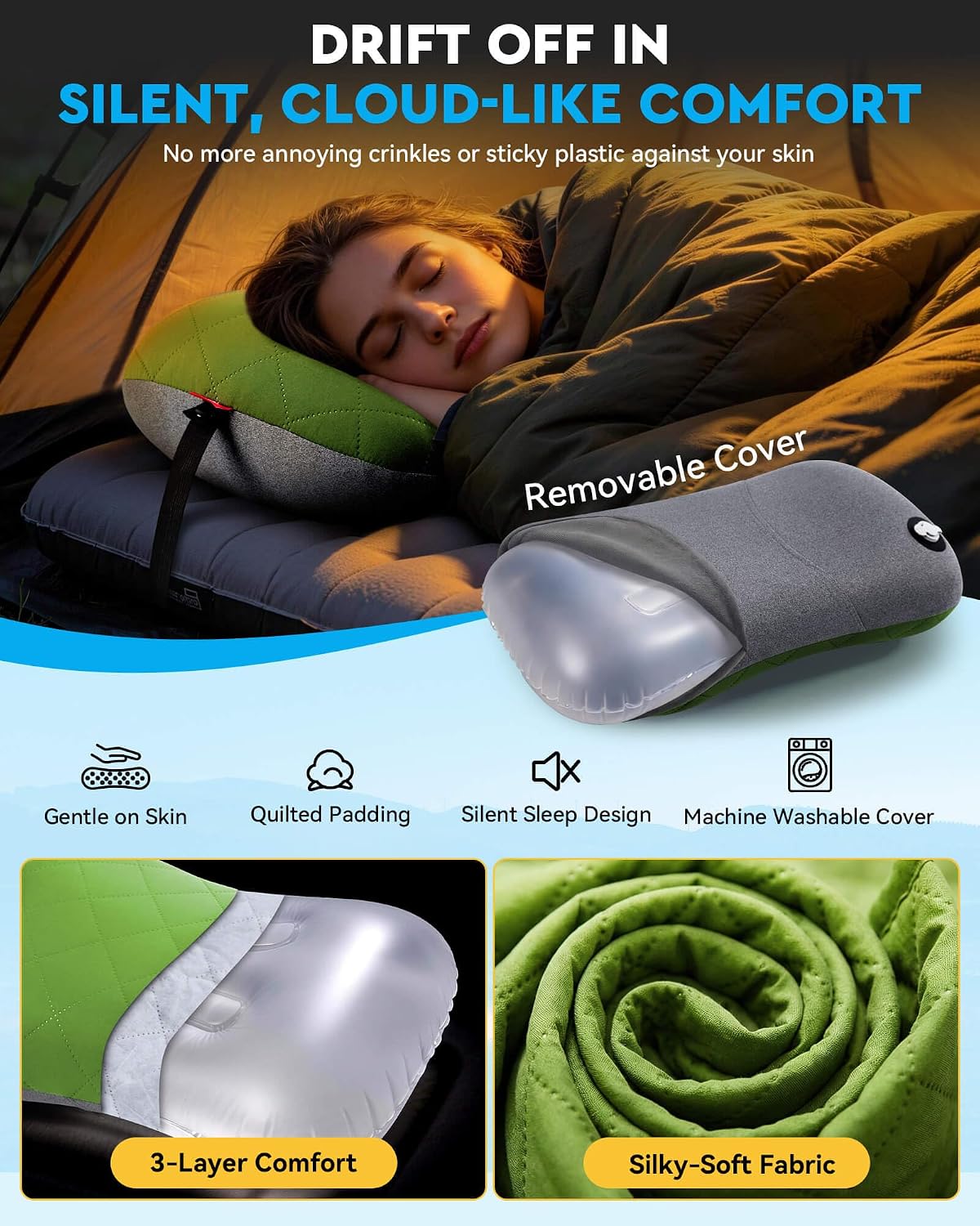 Detalle de Hikenture Camping Pillow with 1-click valve