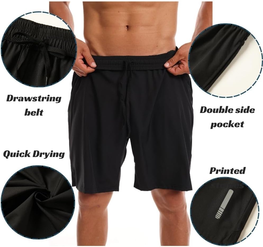 Detalle de fovdtaa 3 Pack Mens Sports Shorts: Quick Dry Gym, Running and Activewear