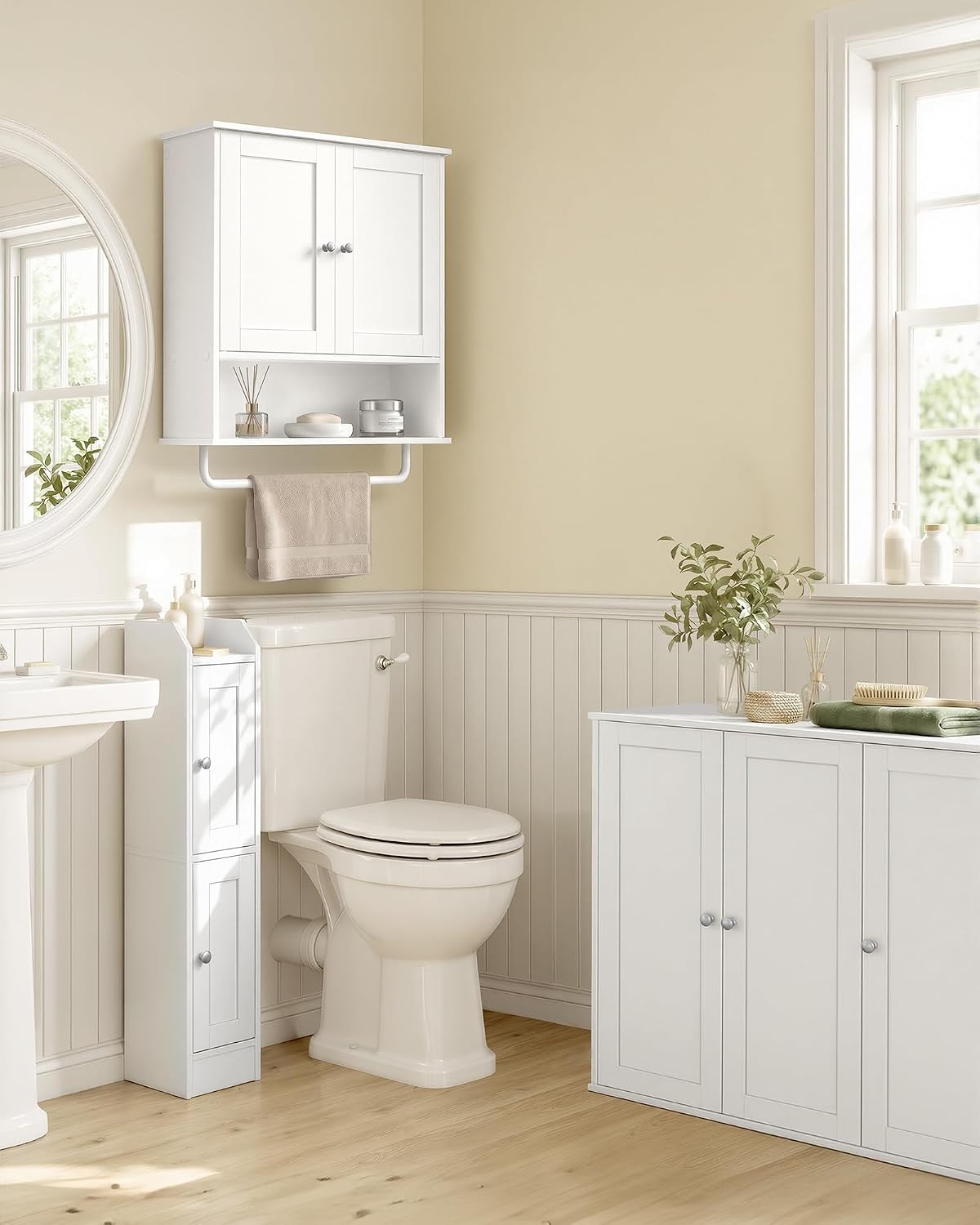 Thumbnail 5 de VASAGLE Siren Collection BBK149WB01 Wall-Mounted Bathroom Cabinet with Towel Bar