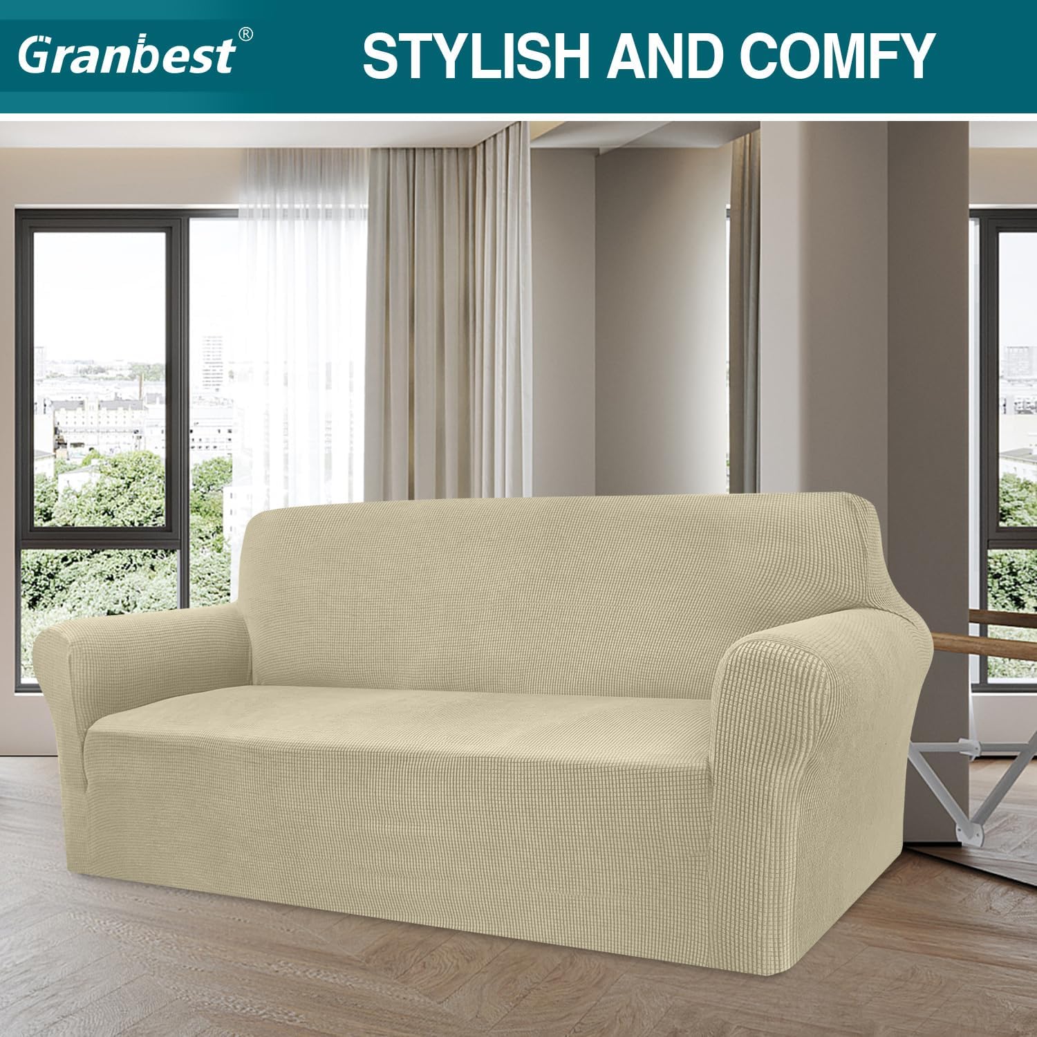 Thumbnail 1 de Granbest Copridivano ad alta elasticità 3 posti in jacquard, colore cachi
