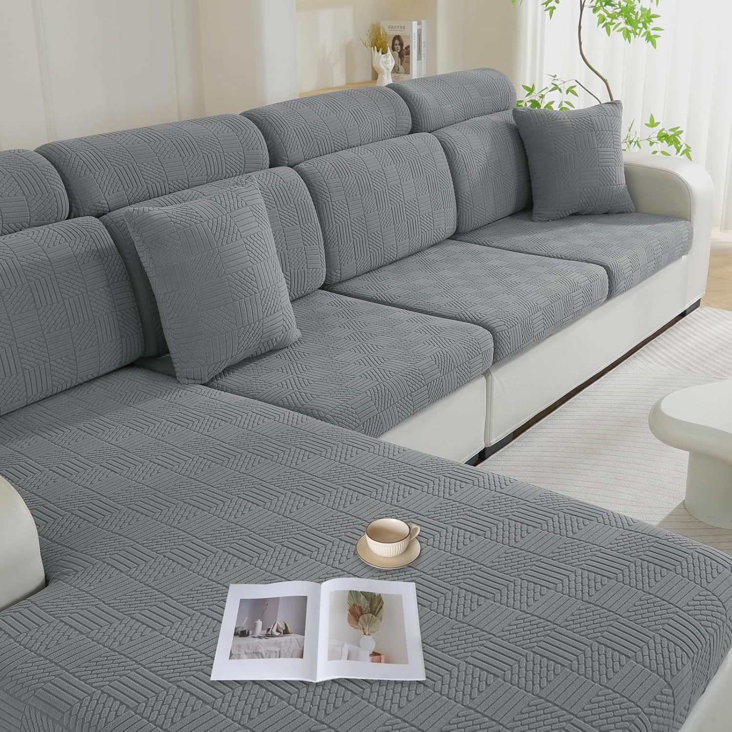 Detalle de Ystyle Copriseduta Divano Elasticizzato 1 Posto Grigio Chiaro