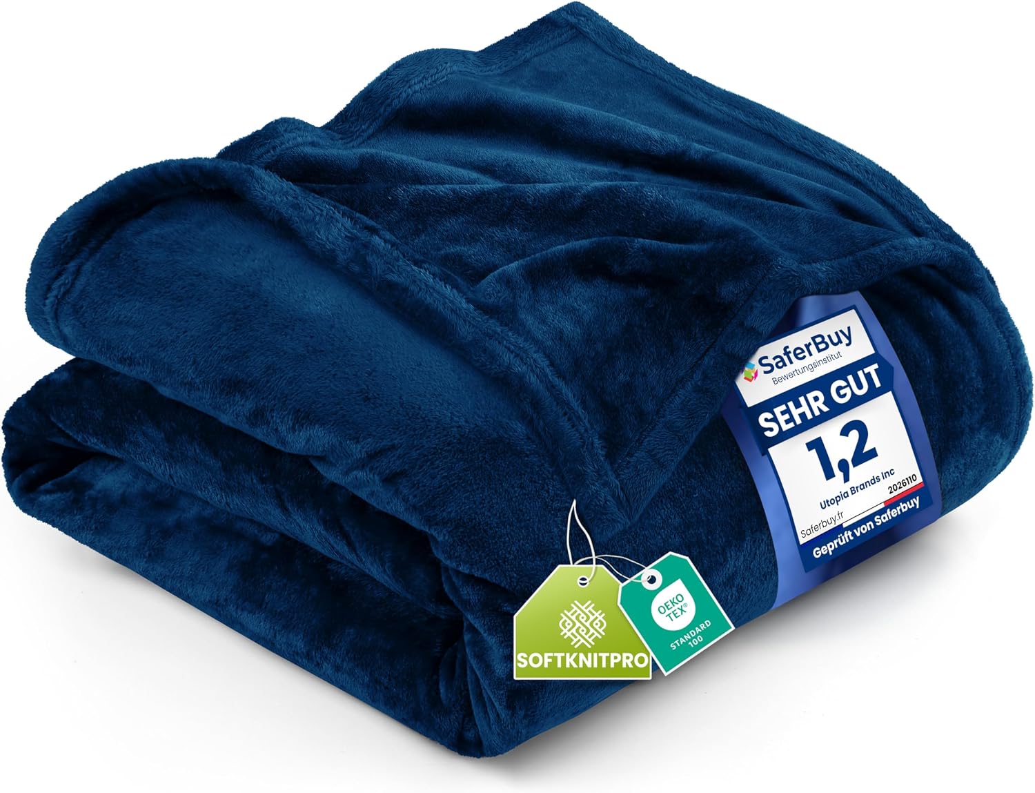 Detalle de Utopia Bedding Kuscheldecke flauschig 200x150 Marine