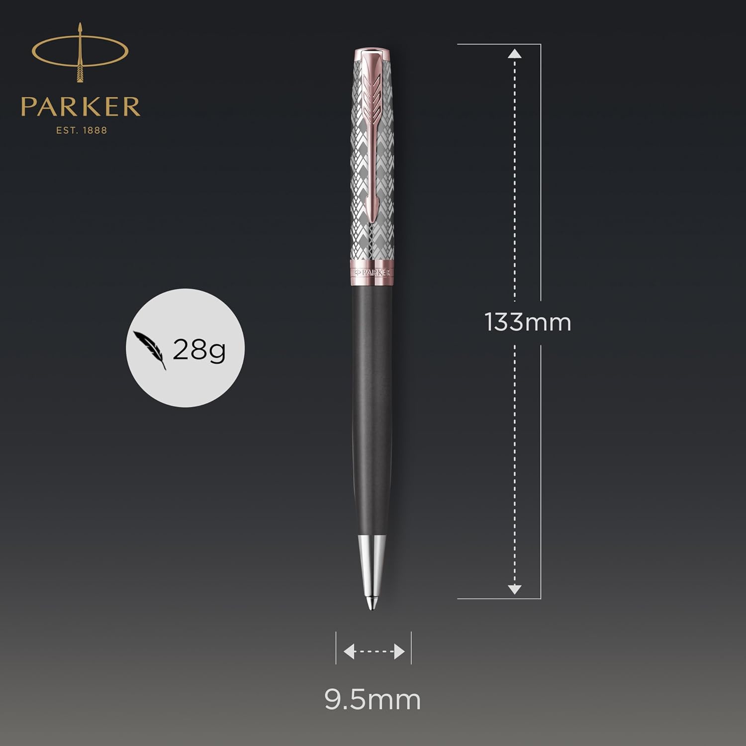 Detalle 2 de Parker Sonnet Penna a sfera Laccata Metal & Grey oro rosa ✒
