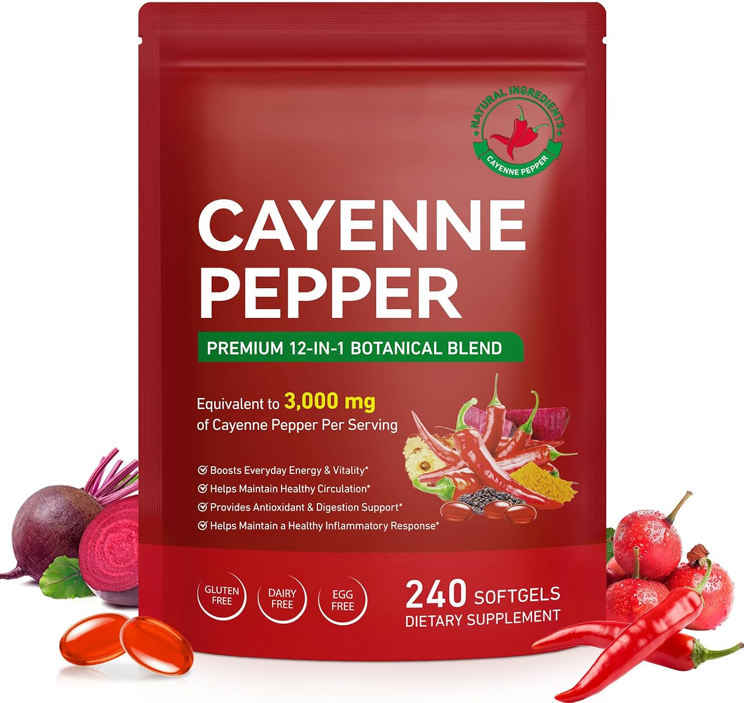 Detalle de Cayenne Pepper Softgel Supplement, 240 Capsules