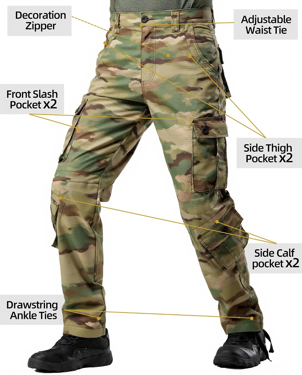 Detalle 2 de AK-TAC Men's Camo Cargo Pants Ripstop