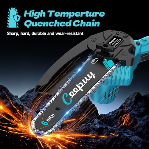 Thumbnail 8 de Mini motosierra a batería CEEPUY de 6 pulgadas (2×4000mAh) con engrase automático