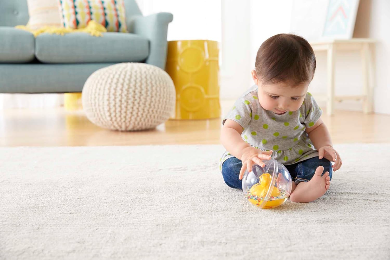 Detalle de Fisher-Price WaterMates Entchenball – Lustige Ente in Kugel mit Konfetti, Baby Spielzeug ab 3 Monaten