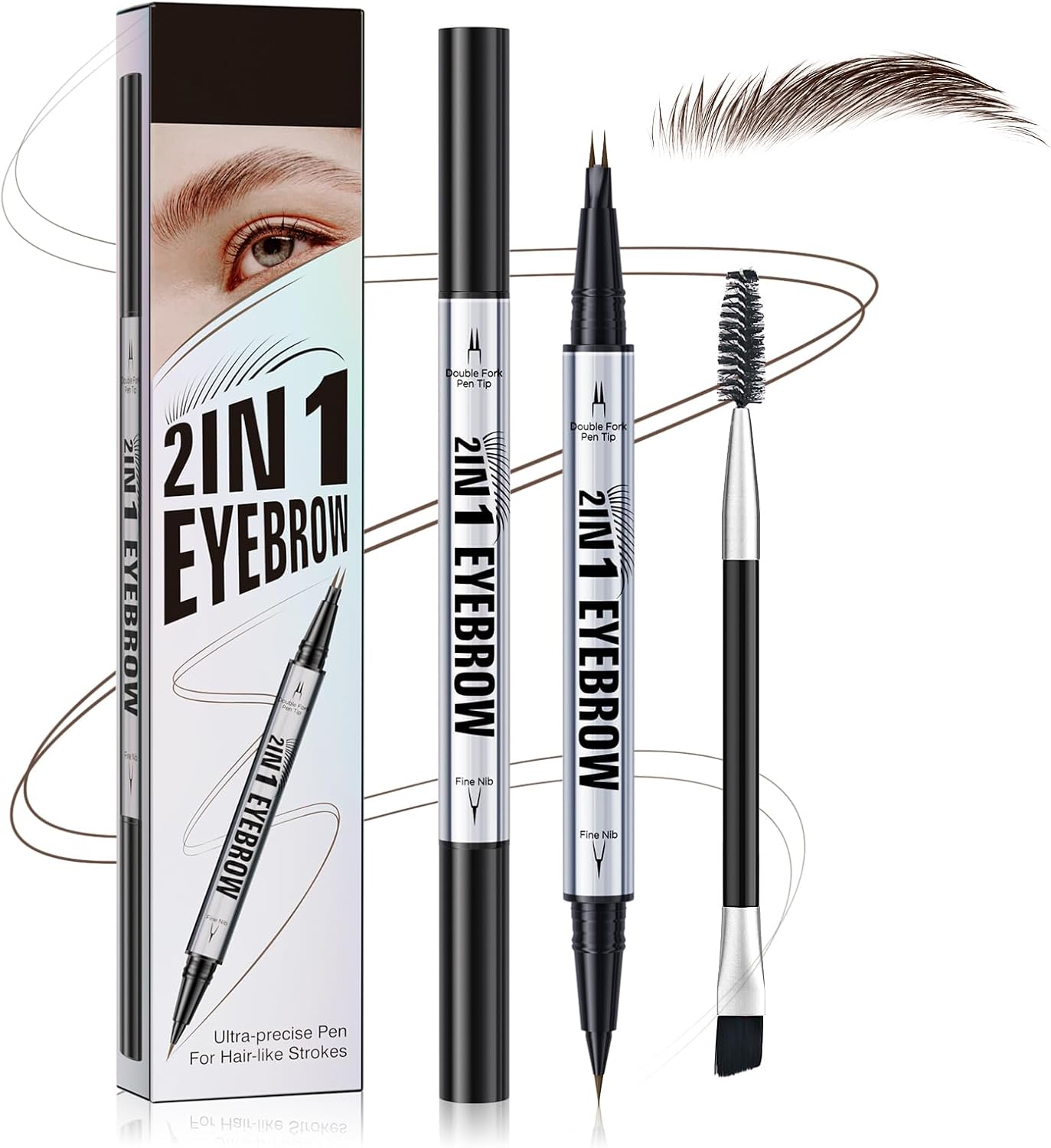 Detalle de Crayon à sourcils liquide 2 en 1 – Stylo double pointe brun foncé