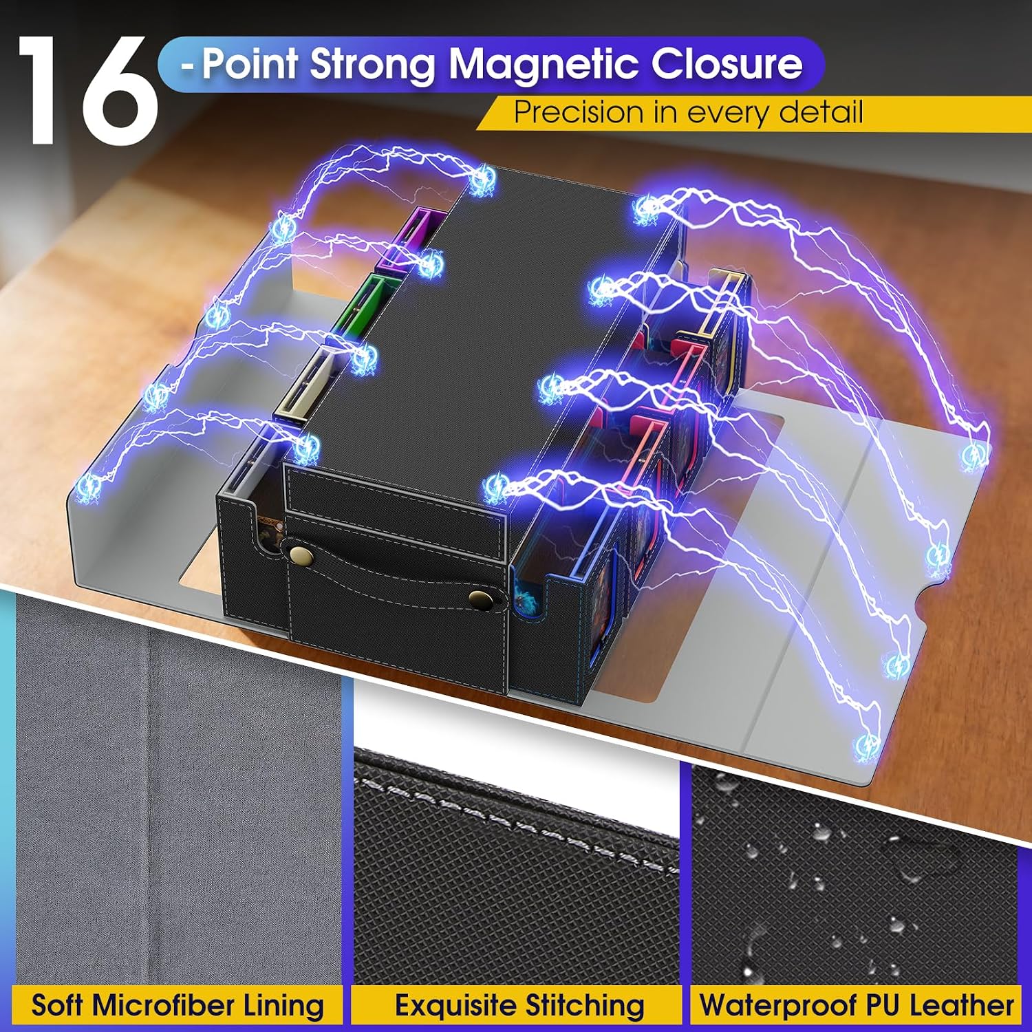 Thumbnail 5 de Cortile MTG Deck Box with Playmat Storage Box — 10-in-1 Modular Organizer for Commander & More