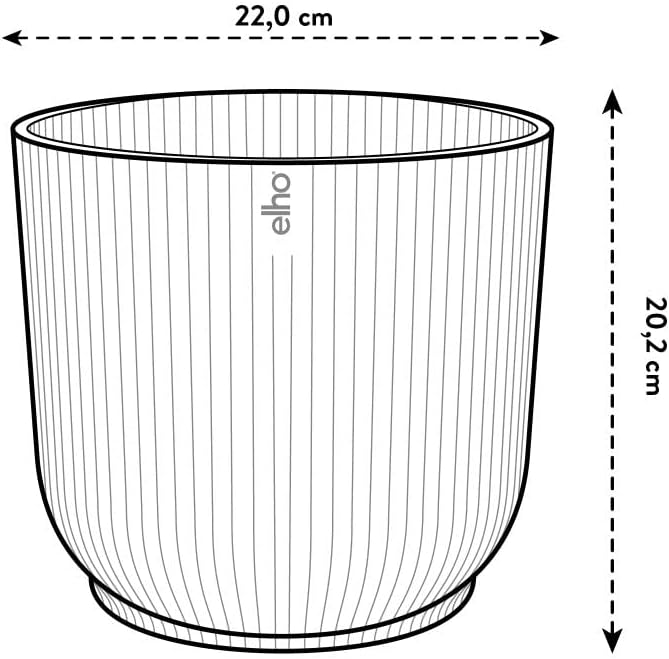 Detalle de elho Vibes Fold Round 22cm Flower Pot – Anthracite: Durable, Recycled Plastic Planter for Indoor Use