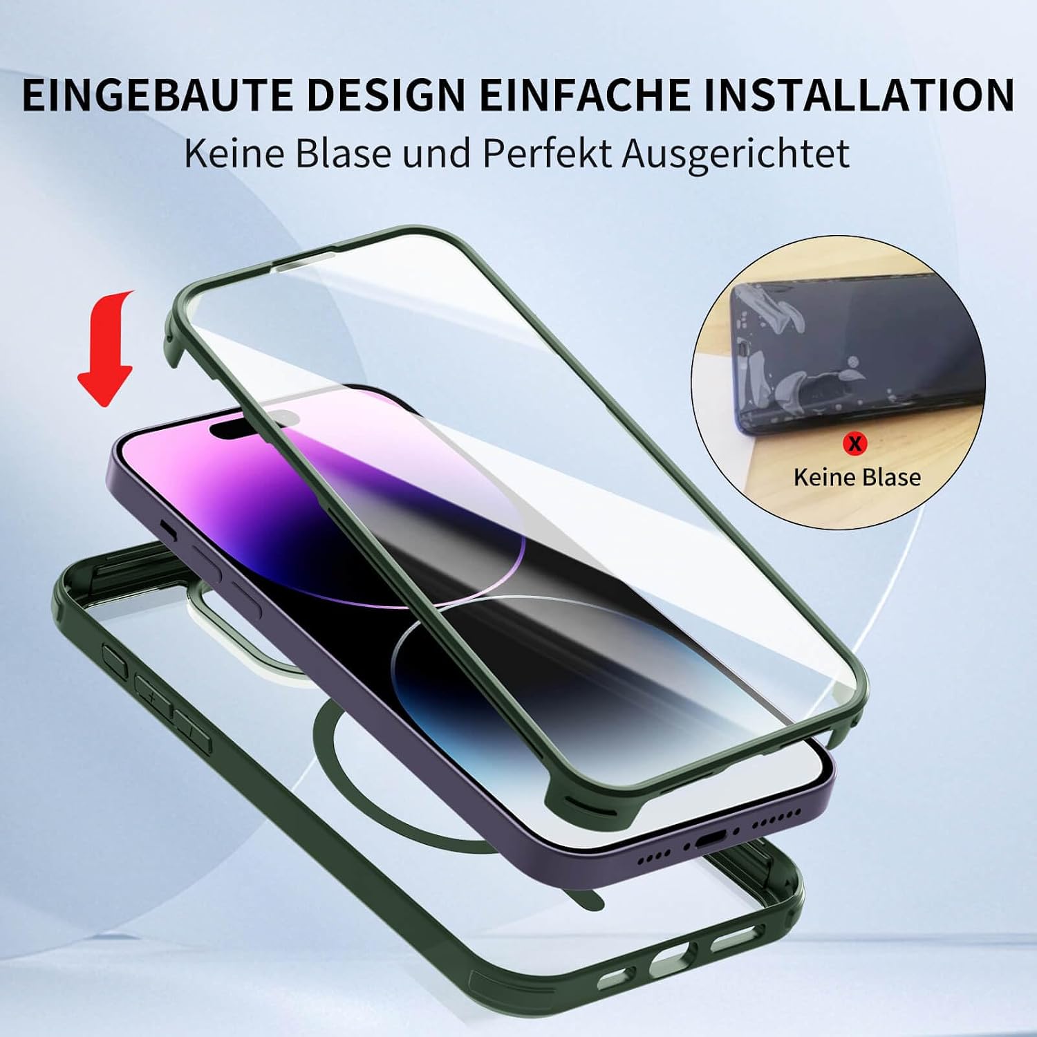 Thumbnail 2 de Leedia Handyhülle für iPhone 14 Pro 6.1" – MagSafe, 360° Schutz, 9H Glas Displayschutz, grün