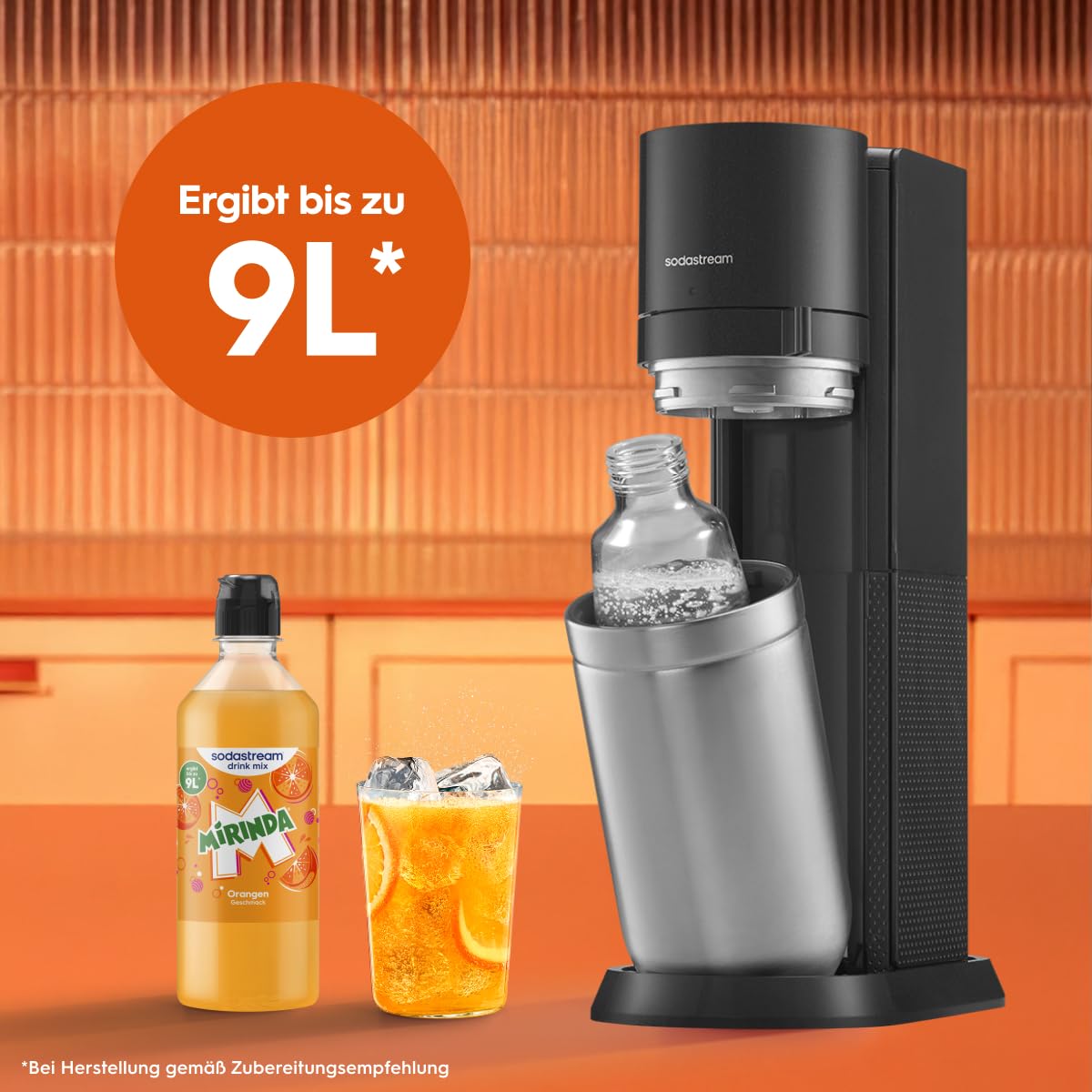 Detalle de Sodastream drink mix Mirinda – Sirup (4 x 440 ml) für sprudelndes & stilles Wasser, ergibt bis zu 9 L Getränk