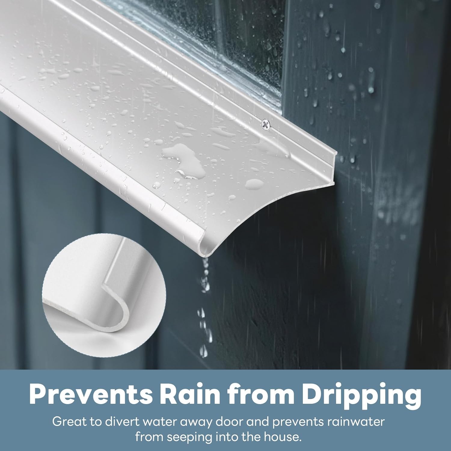 Thumbnail 5 de Orechic Heavy-Duty Aluminum Door Rain Drip Guard (52" x 4" x 0.8"), Extra-Wide 4" Coverage in Silver