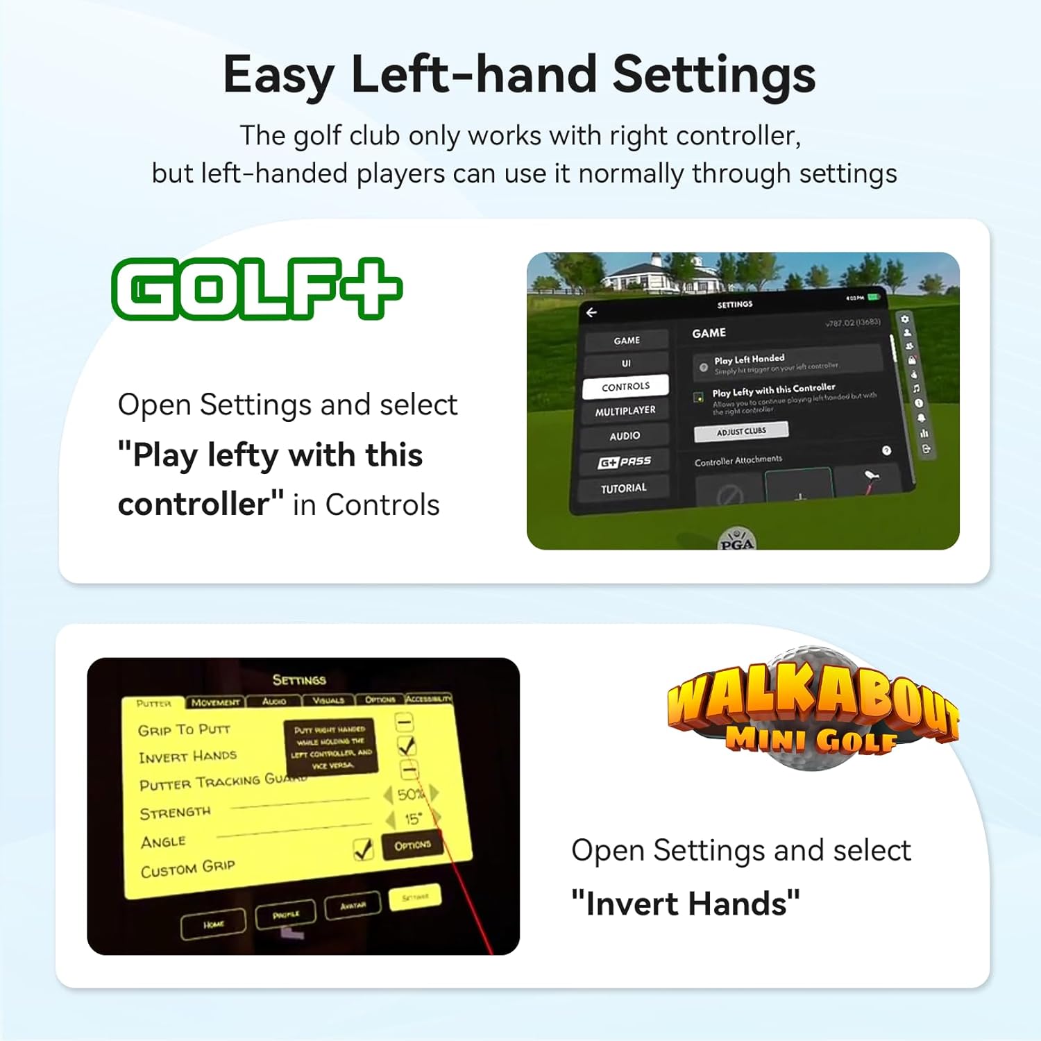 Thumbnail 1 de AMVR Golf Club Attachment for Meta Quest 3S/Quest 3 — Non-Slip Grip with Extended Swing