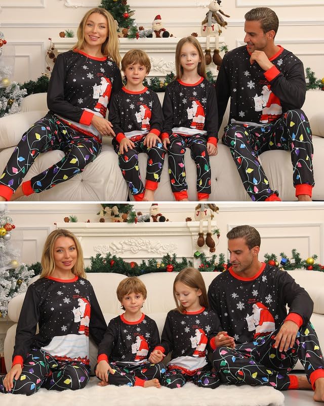 Detalle 2 de Sizet Family Christmas Pajama Set, Elk & Red-and-Black Plaid, Long Sleeve